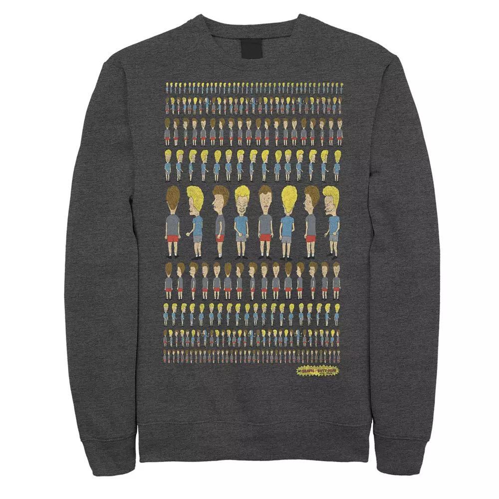 Men's Beavis And Butthead Patterns Rule Distressed Portrait Sweatshirt,  Product Image