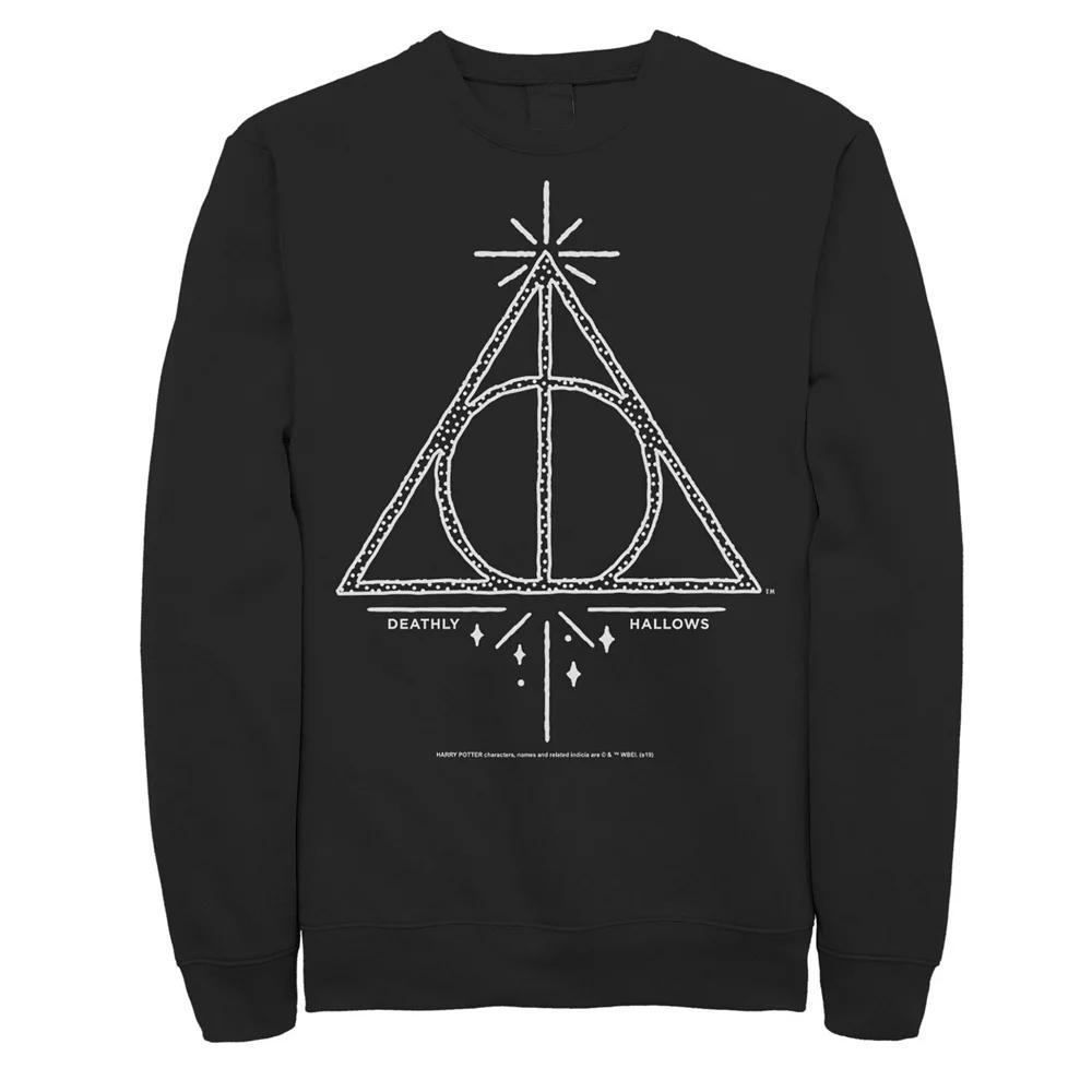 Men's Harry Potter Deathly Hallows Symbol Line Art Fleece Graphic Pullover, Size: Small, Black Product Image