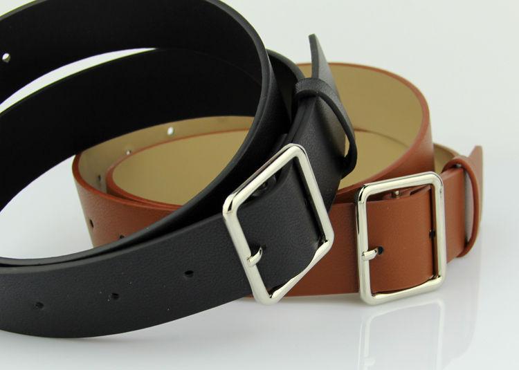 Square Buckle Faux Leather Belt Product Image