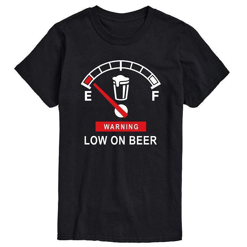 Men's Warning Low On Beer Graphic Tee, Size: Small, Black Product Image