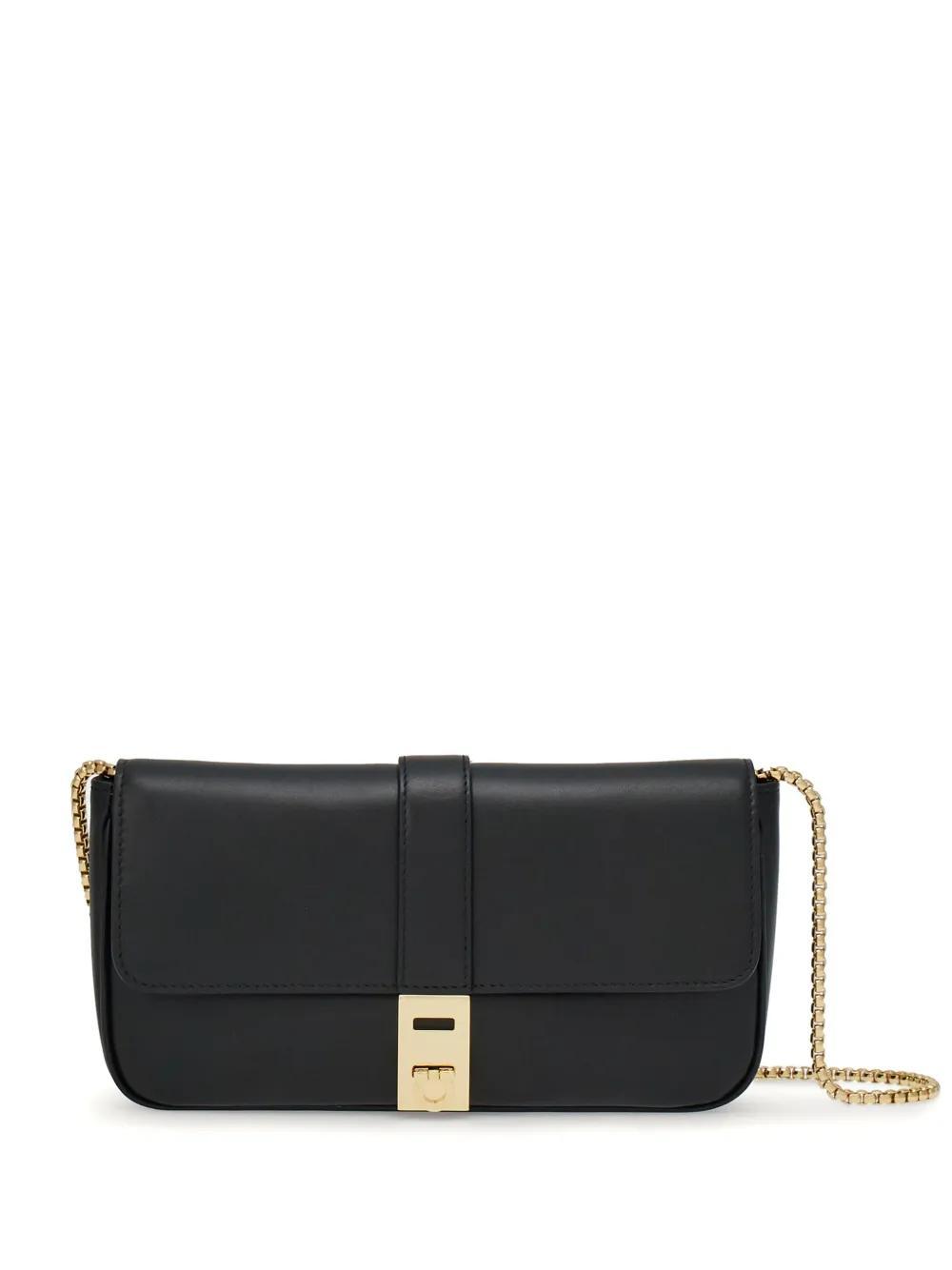 FERRAGAMO Gancini-plaque Leather Mini Bag In Black Product Image