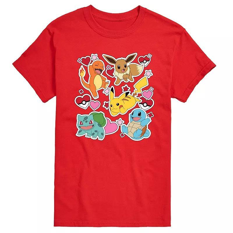 Big & Tall Pokmon Group Valentine Sticker Graphic Tee, Mens Product Image