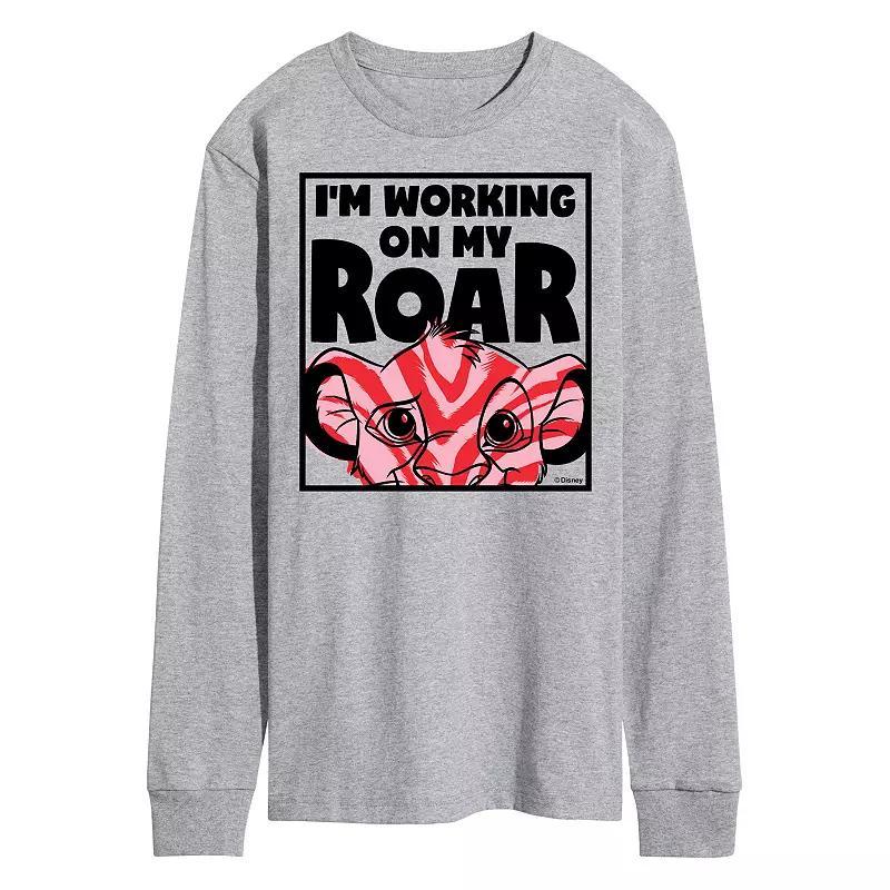 Disney's The Lion King Simba Men's Working On My Roar Long Sleeve Graphic Tee, Size: Large, Grey Gray Product Image