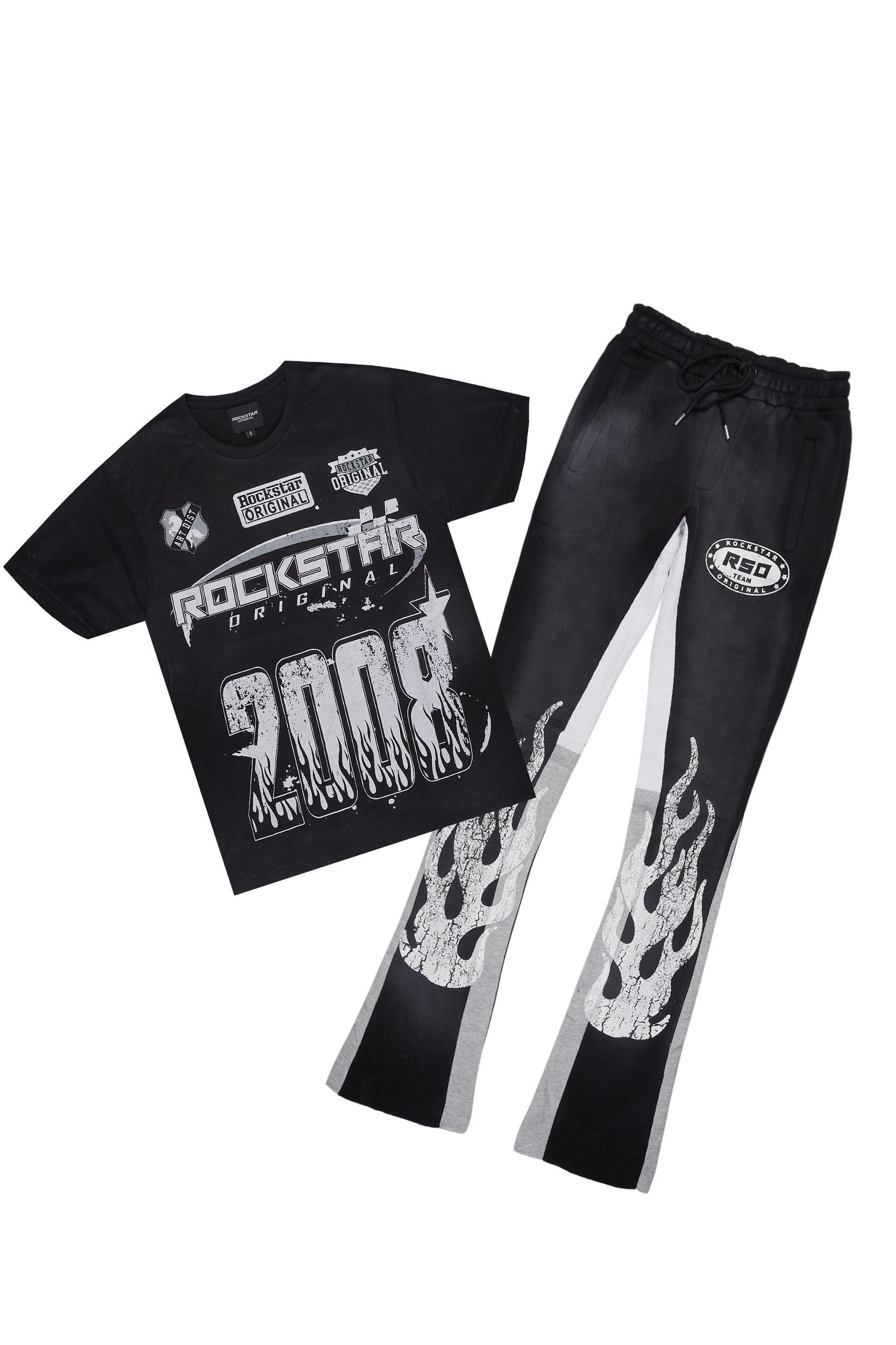Amos Black T-Shirt/Stacked Flare Track Set Male Product Image