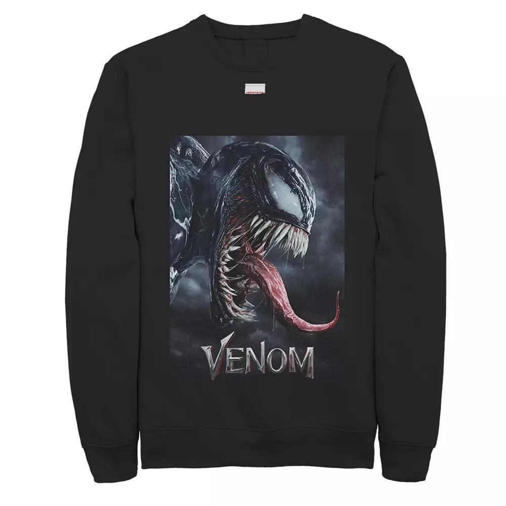 Men's Marvel Venom Tongue Out Poster Graphic Fleece Pullover, Size: 3XL, Black Product Image