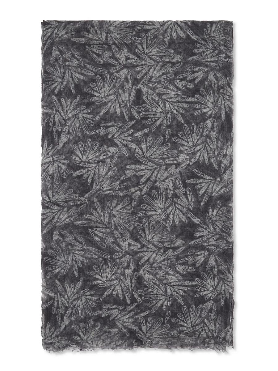 Womens Cashmere Scarf with Fern Print Product Image