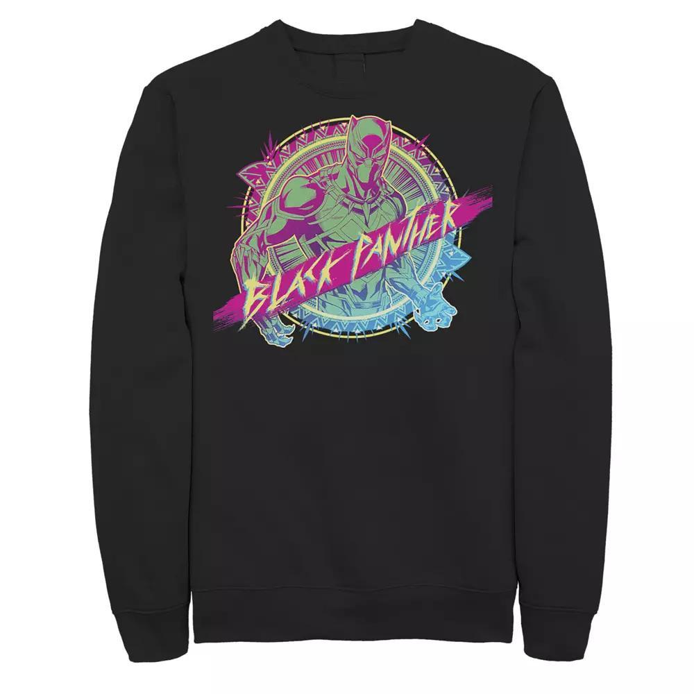 Men's Marvel Black Panther Neon Paint Splatter Sweatshirt, Size: XXL Product Image