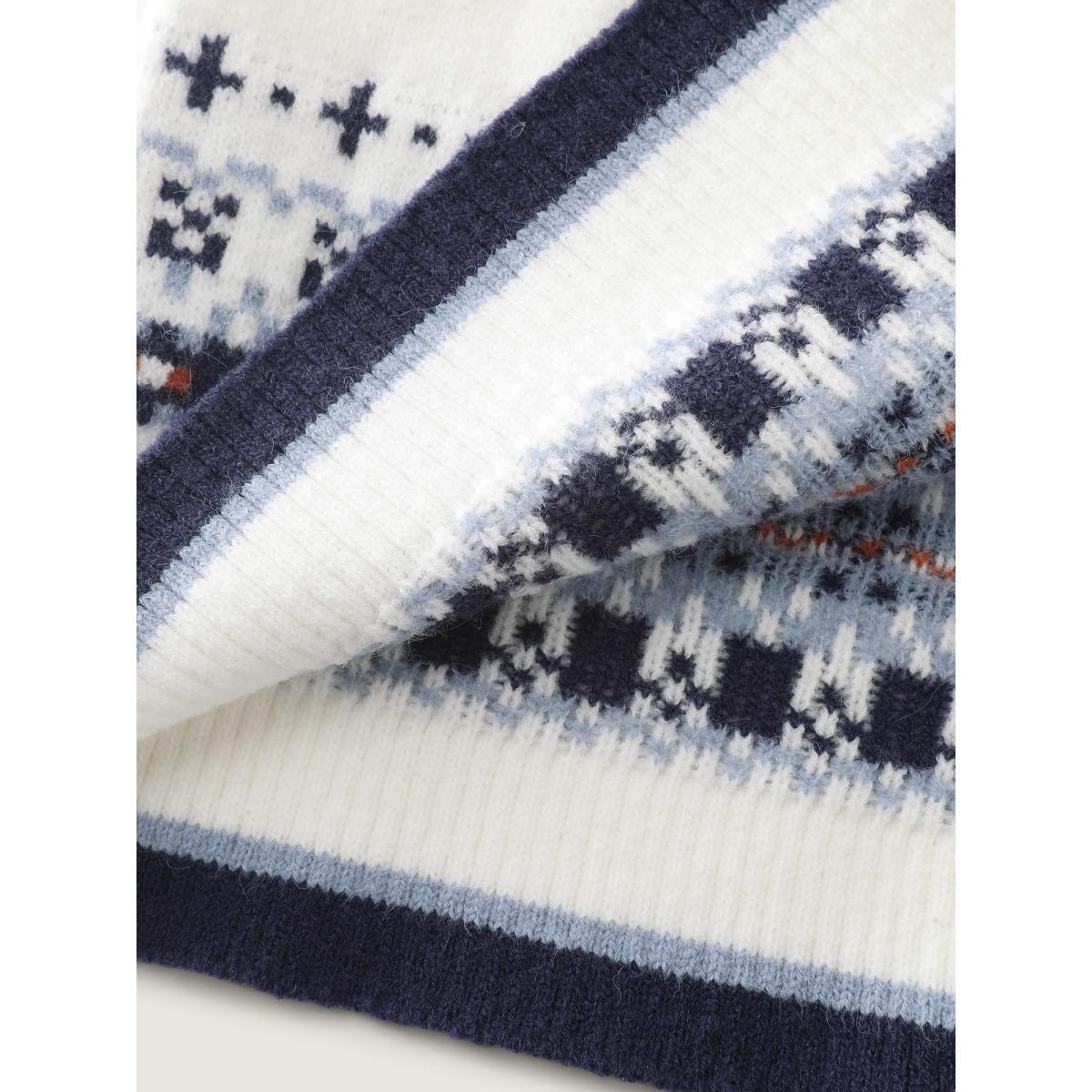 Plus Size Hooded Jacquard Pattern Button Knit Cardigan Ivory Women Leisure Loose Long Sleeve Casual Cardigans BloomChic 26/4X Product Image