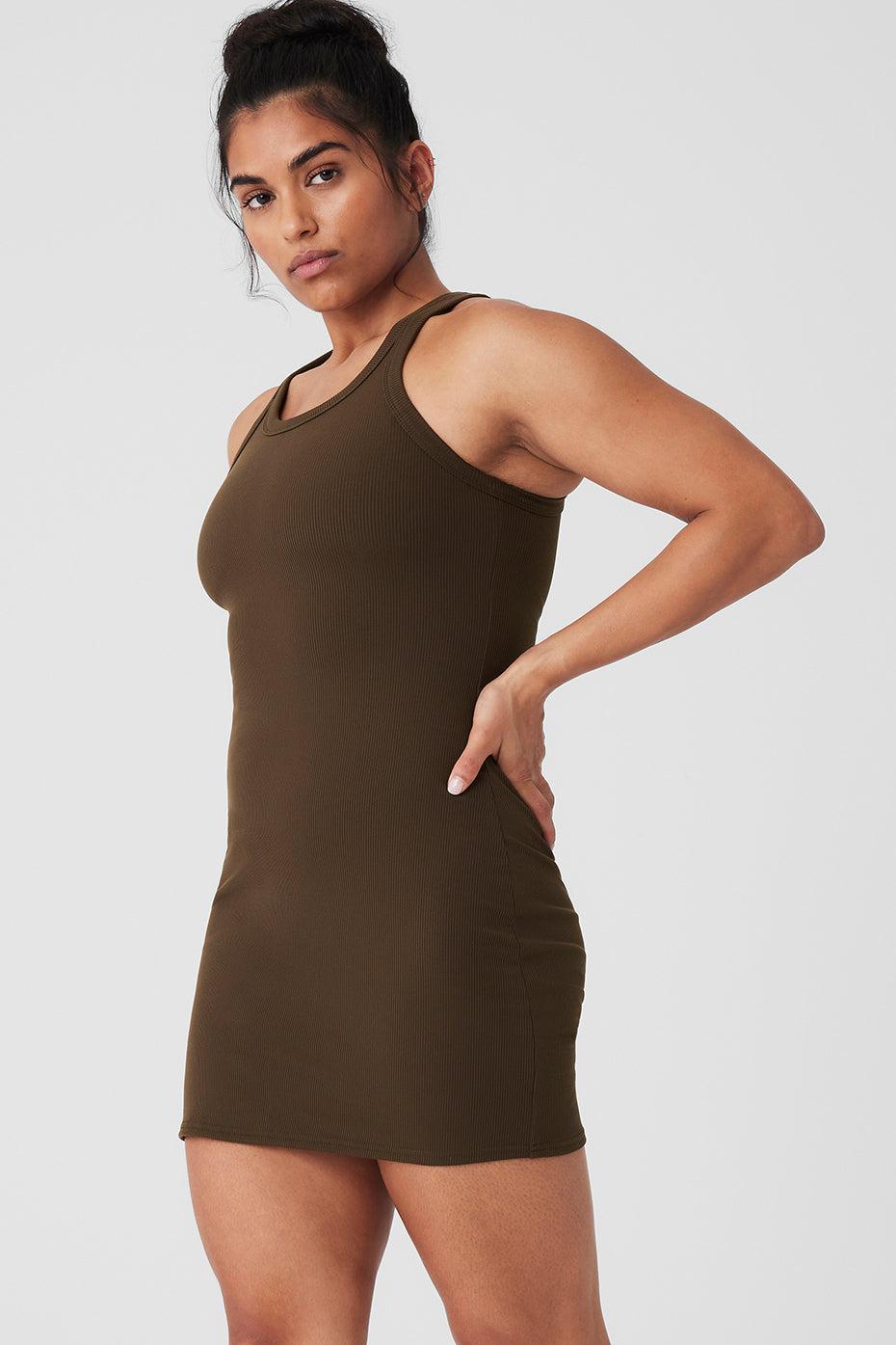 Goddess Ribbed Go-To Dress - Espresso Product Image