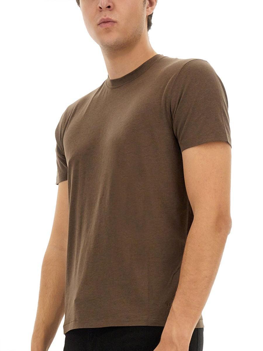 TOM FORD Slim-fit Lyocell And Cotton-blend Jersey T-shirt In Brown Product Image