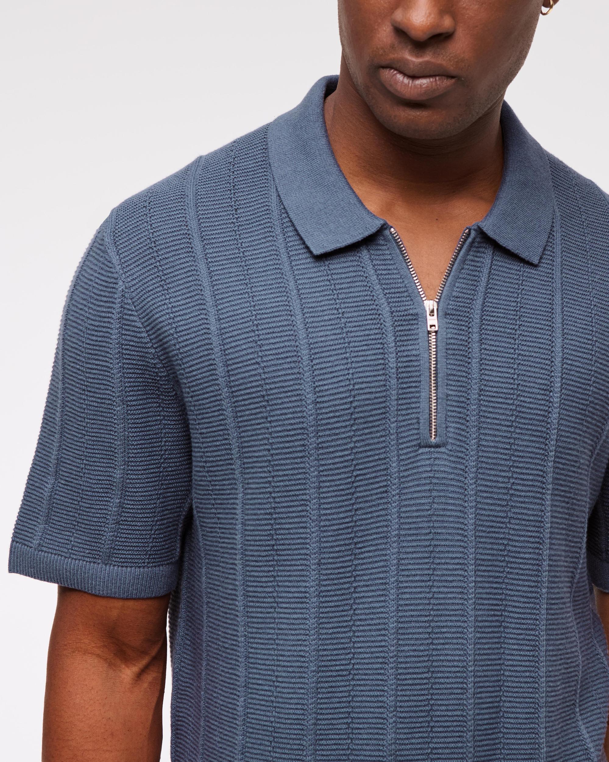 Textural Stripe Zip Sweater Polo Product Image