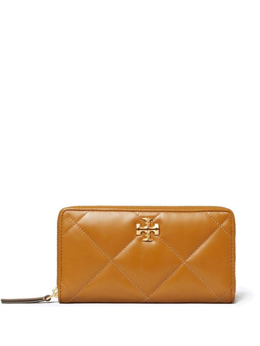 TORY BURCH Kira Diamond Quilt Zip Continental Wallet In Brown Product Image