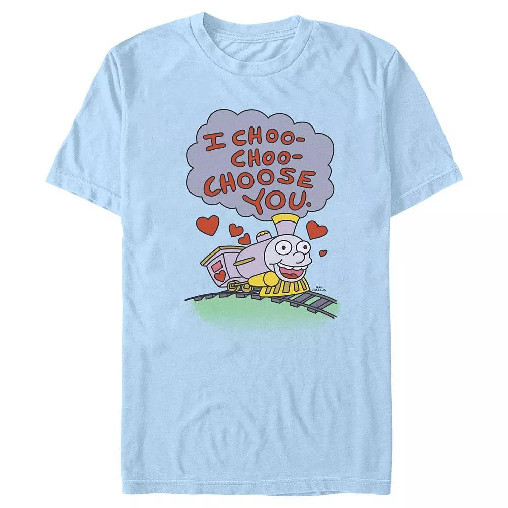 Men's The Simpsons Choo Choo Train Graphic Tee, Size: Small, Light Blue Product Image