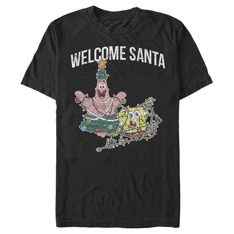 Men's Spongebob Squarepants Patrick Welcome Santa Tee, Size: Medium, Blue Product Image