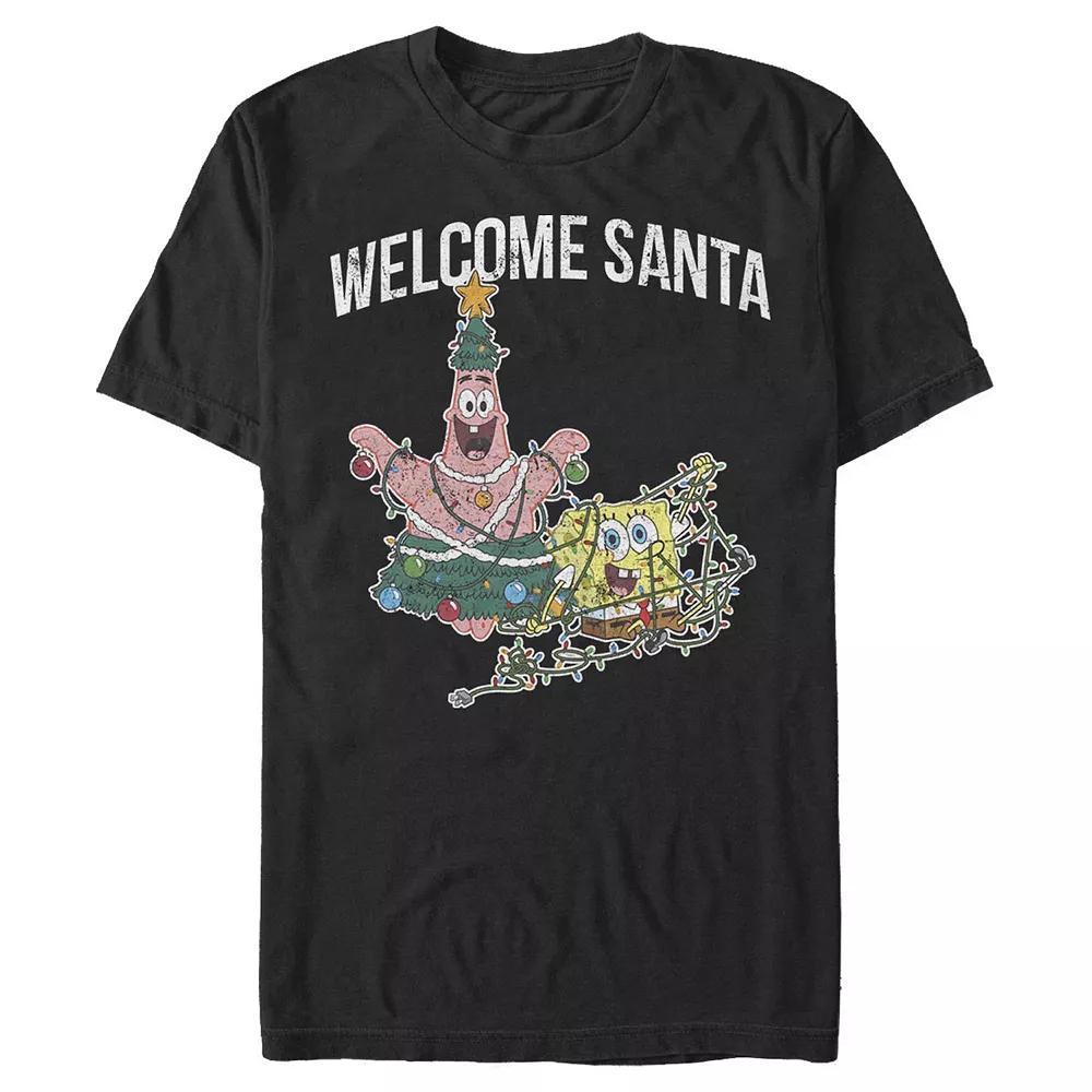 Men's Spongebob Squarepants Patrick Welcome Santa Tee, Size: XL, Blue Product Image