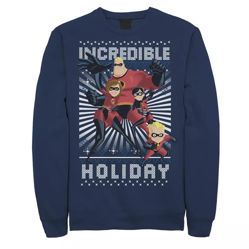 Disney / Pixar's The Incredibles Men's Holiday Portrait Sweatshirt, Size: Small, Blue Product Image