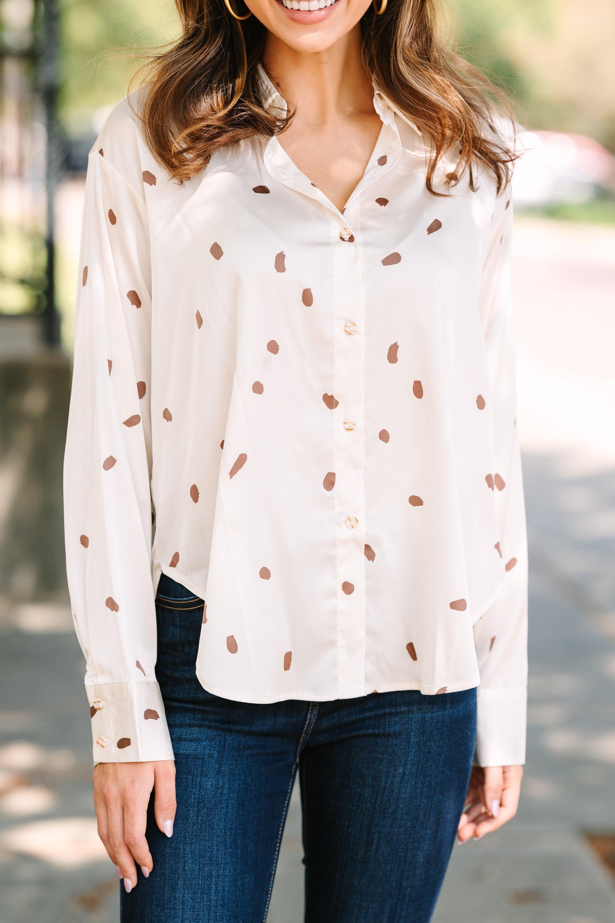 Don't You Wait Cream White Polka Dot Blouse Female Product Image