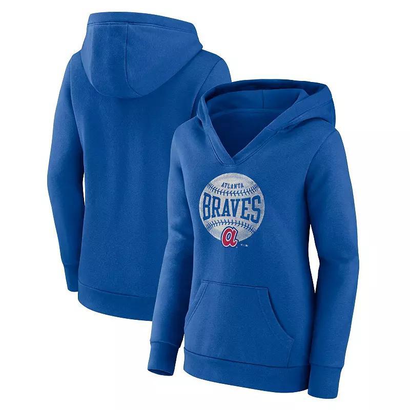 Womens Fanatics Branded Royal Atlanta Braves Slider Crossover V-Neck Pullover Hoodie Product Image