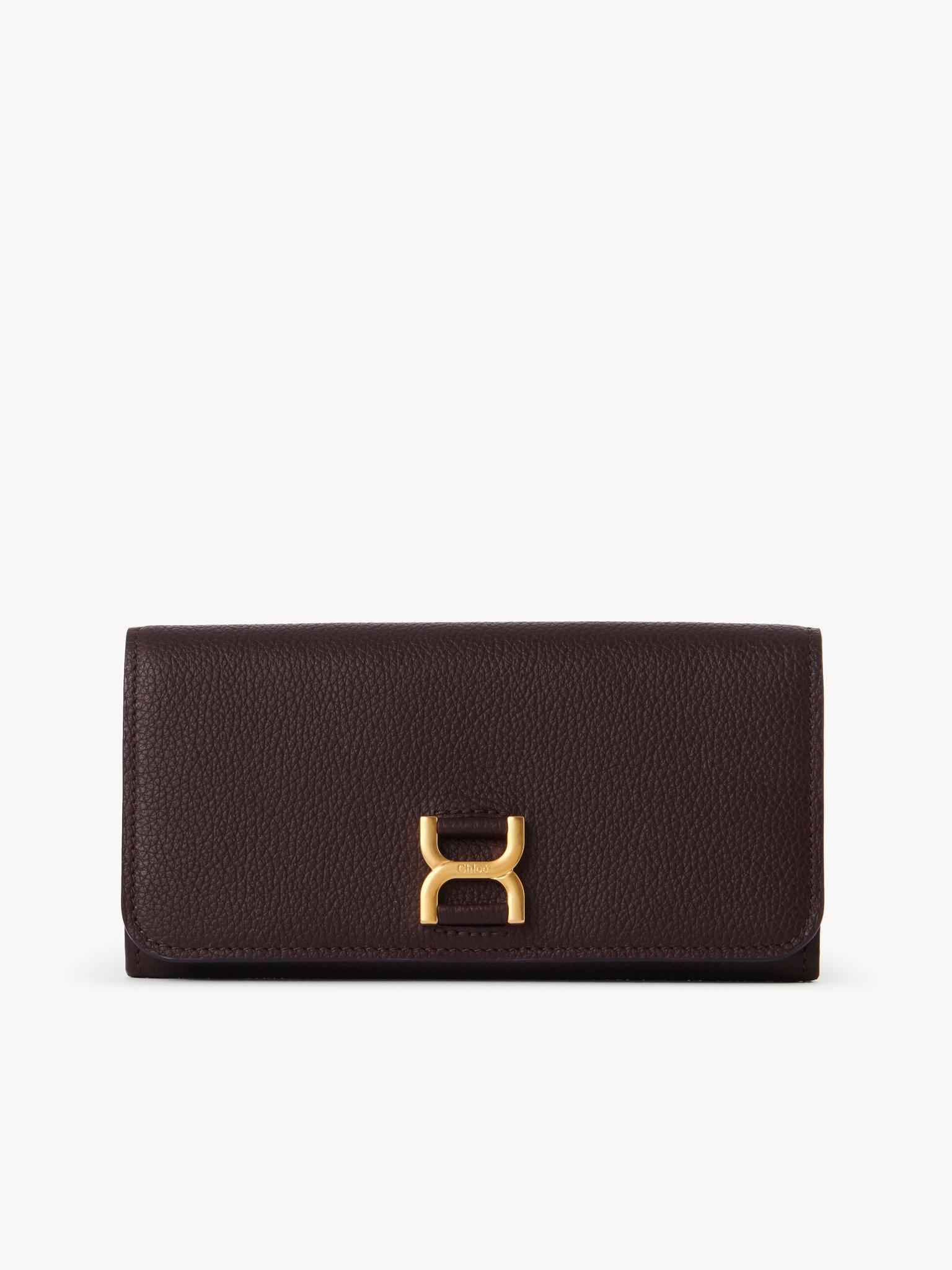 Marcie long wallet with flap in grained leather Product Image