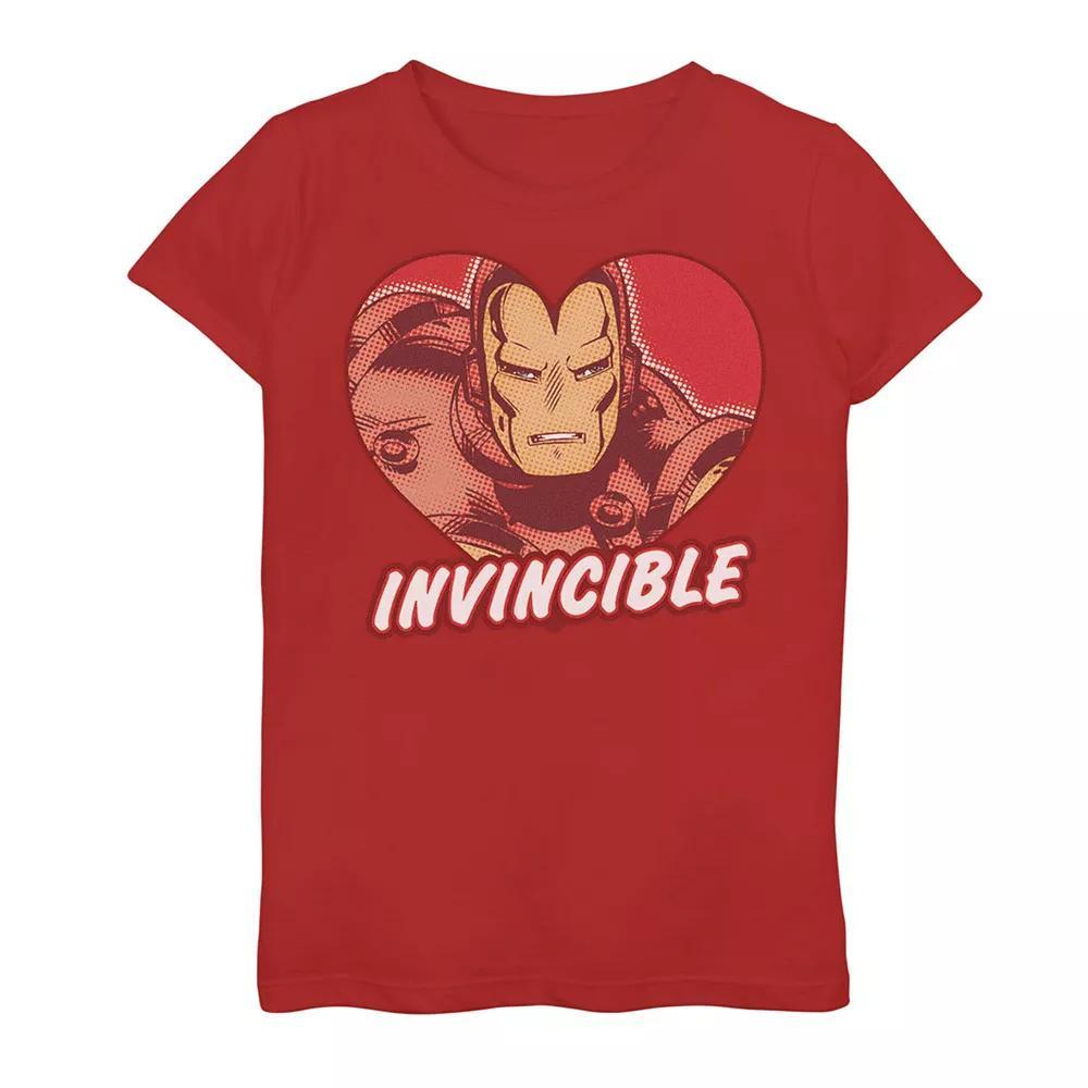 Girls 7-16 Marvel Iron Man "Invincible" Heart Graphic Tee, Girl's,  Product Image