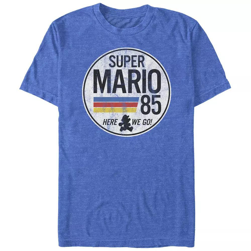 Big & Tall Super Mario Bros Est. 1985 Here We Go! Graphic Tee, Men's, Size: 3XL Tall, Royal Grey Product Image