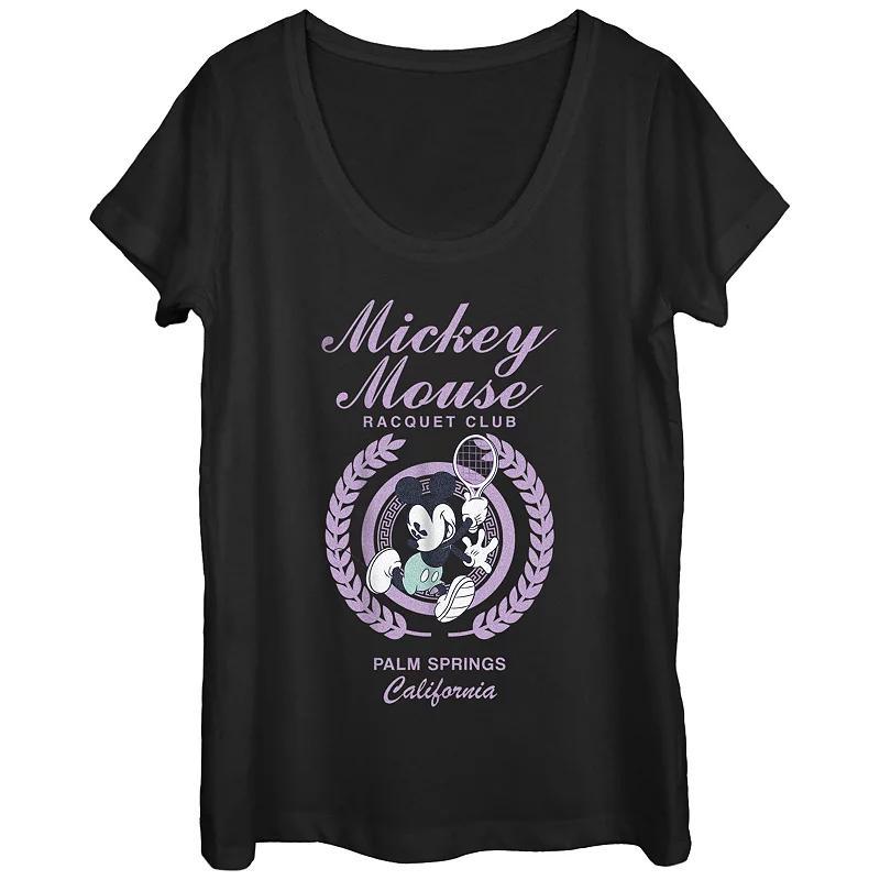 Disney's Mickey Mouse Raquet Club Scoop Neck Juniors' Graphic Tee, Women's, Size: XL, Black Product Image