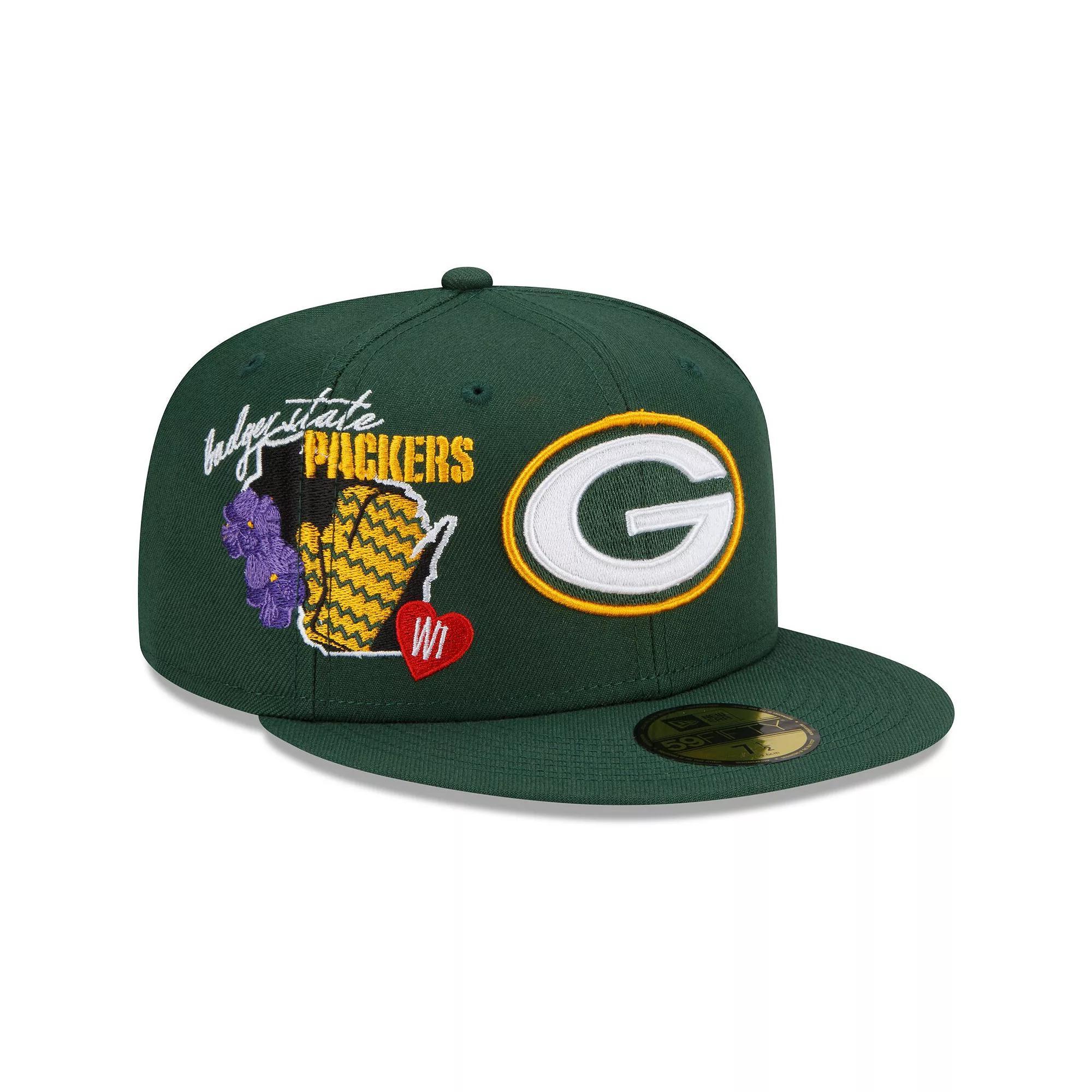 Men's New Era Green Green Bay Packers City Cluster 59FIFTY Fitted Hat, Size: 7 1/2 Product Image