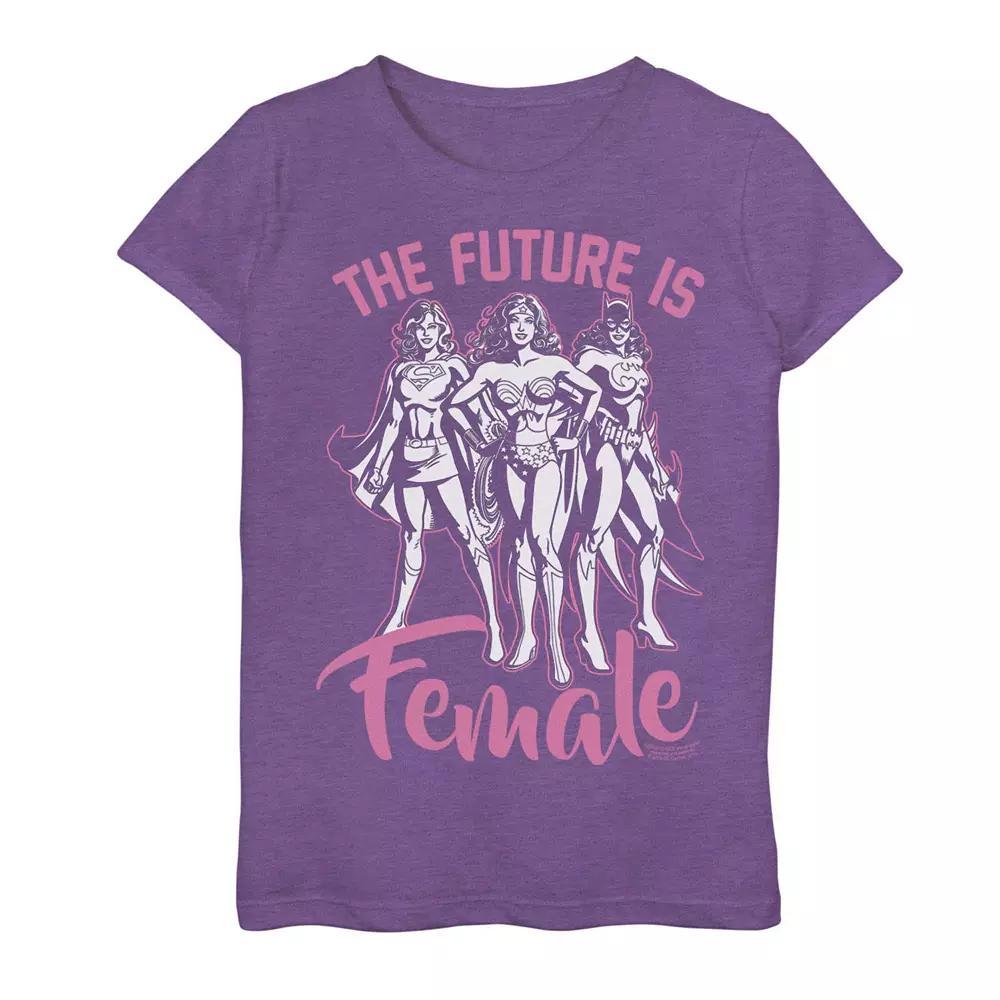 Girls 7-16 DC Comics Justice League The Future Is Female Graphic Tee, Girl's, Size: Small, Purple Grey Product Image