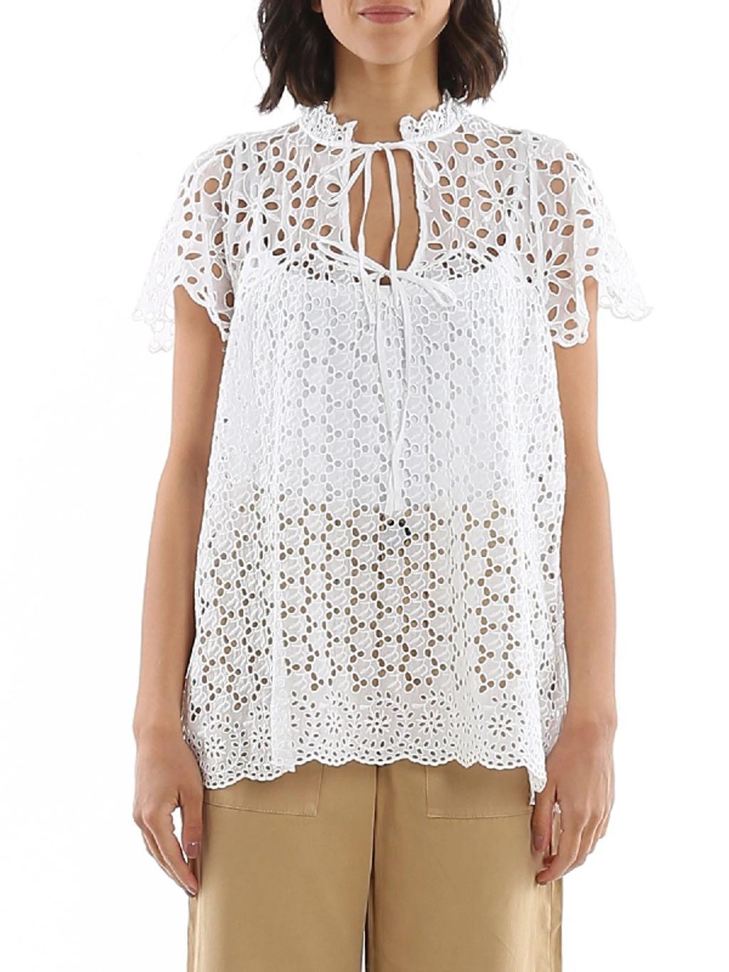 POLO RALPH LAUREN White Broderie Anglaise Blouse Product Image