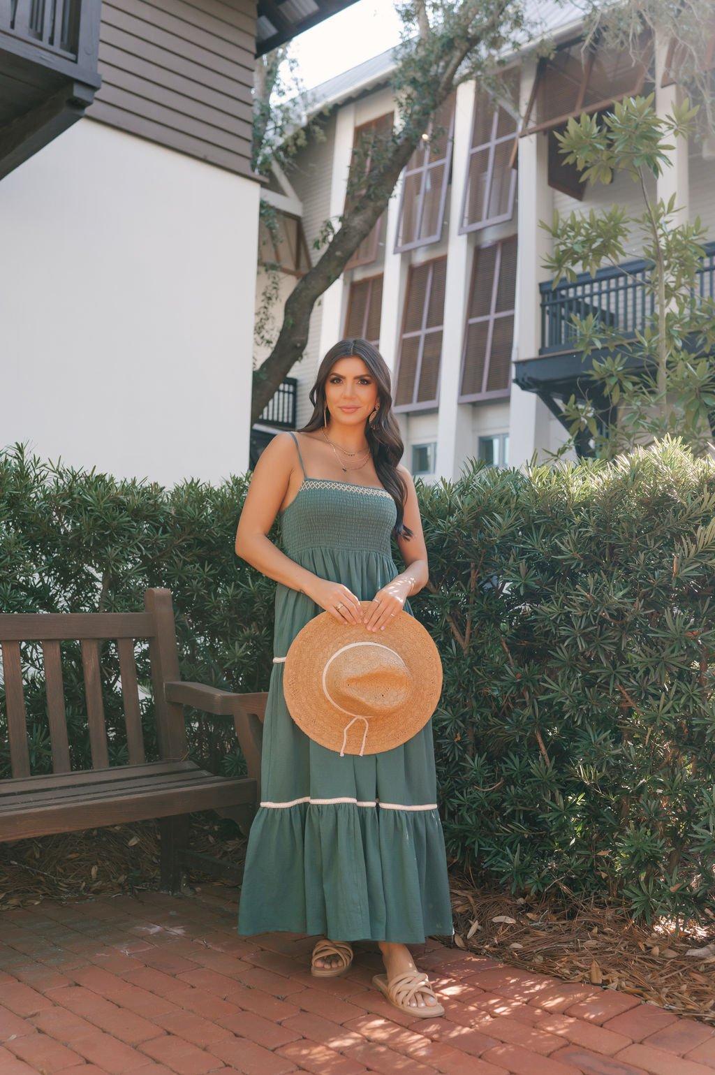 Teal Smocked Cami Maxi Dress Product Image