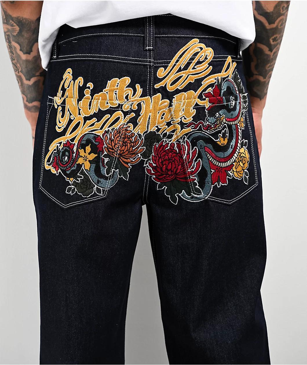 Ninth Hall Ambush Dragon Raw Indigo Denim Loose Fit Jeans Product Image