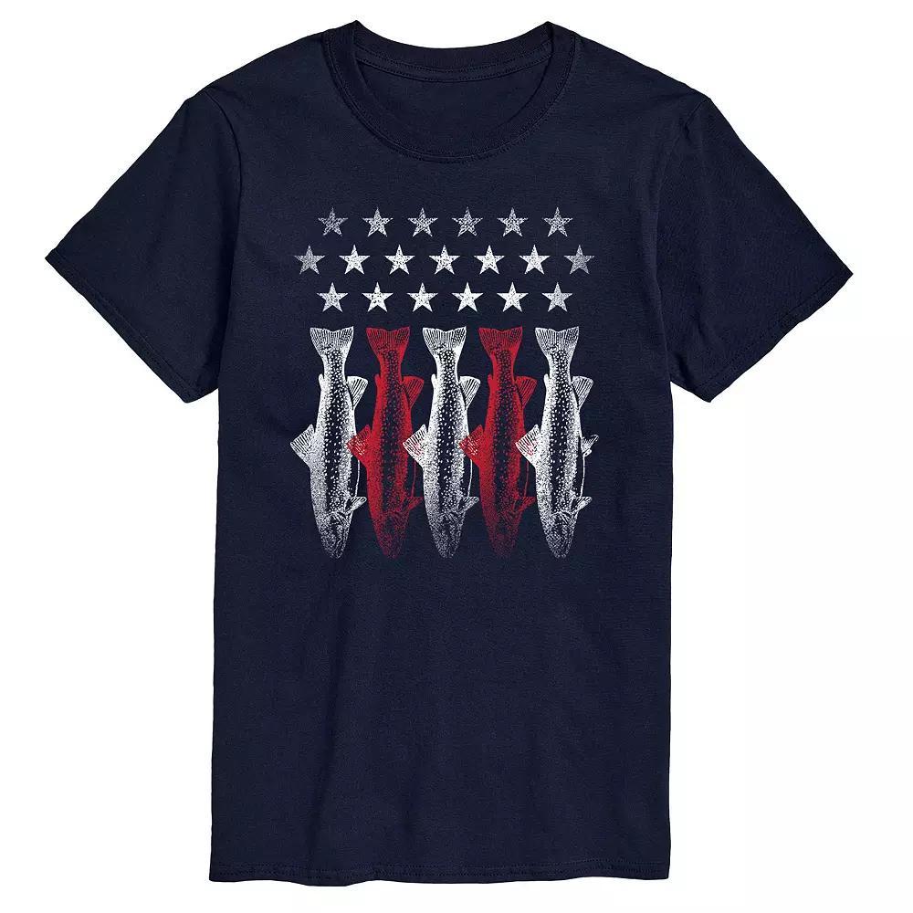 Men's Americana Flag Fish Graphic Tee, Size: XXL, Black Product Image