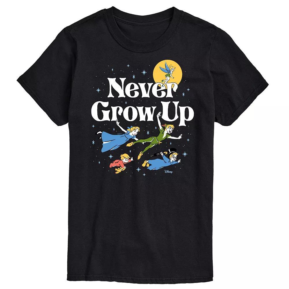 Disney's Peter Pan Big & Tall Never Grow Up Graphic Tee, Men's, Size: 4XL Tall, Black Product Image