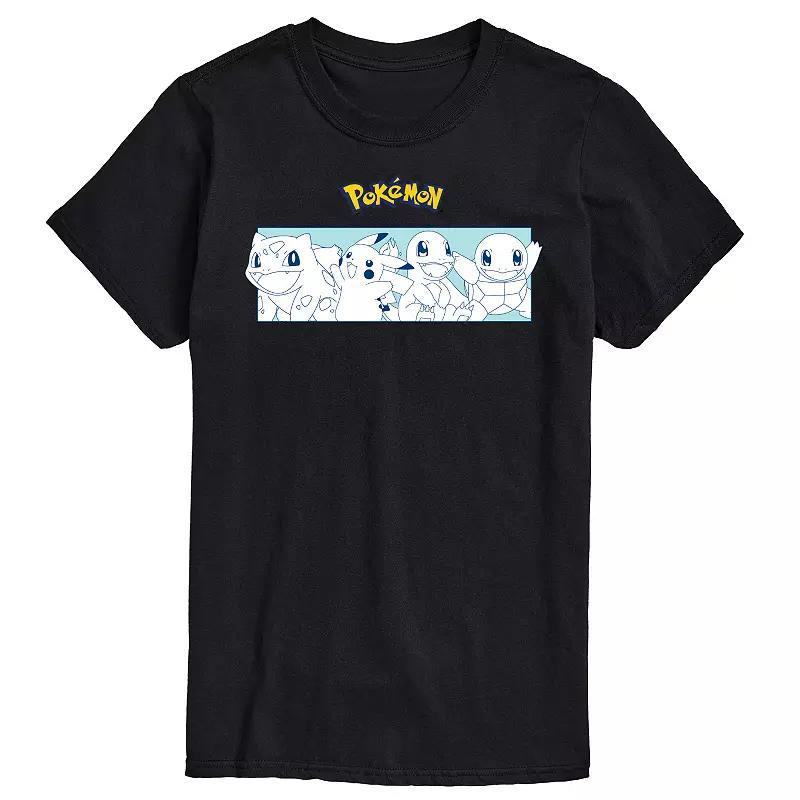 Big & Tall Pokemon Classic Starters Portrait Graphic Tee, Men's, Size: 4XL Tall, Black Product Image