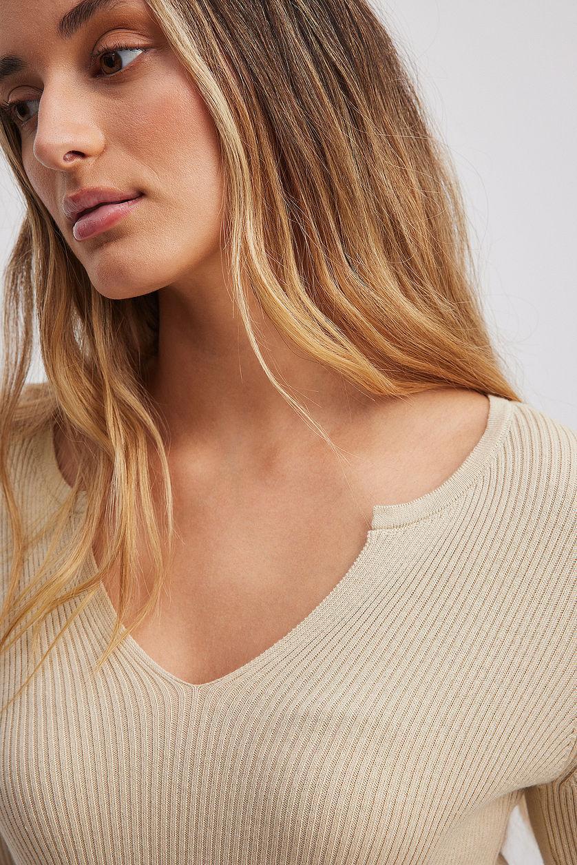 V-detail Light Rib Knitted Sweater Product Image