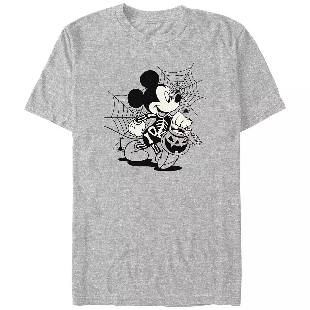 Disney's Mickey Mouse Skeleton Costume Trick Or Treating Men's Graphic Tee, Size: 3XL Tall, Athletic Grey Product Image