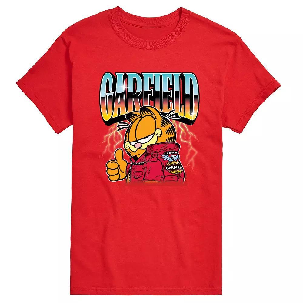 Men's Garfield Motorcycle Chrome Graphic Tee, Size: Large, Red Product Image