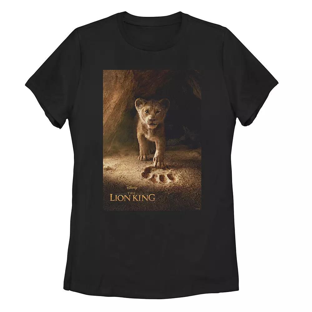 Juniors' Disney's The Lion King Simba Paw Print Poster Tee Shirt, Girl's, Size: Medium, Black Product Image