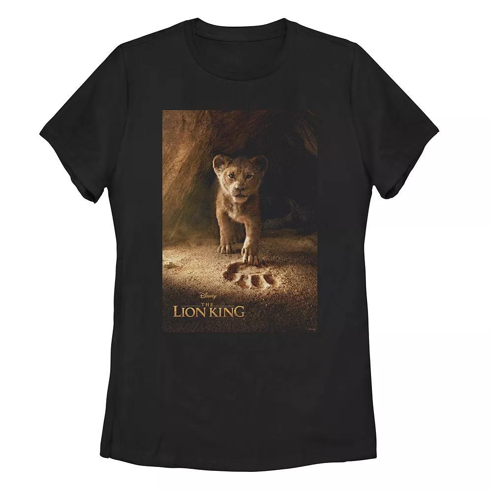 Juniors' Disney's The Lion King Simba Paw Print Poster Tee Shirt, Girl's, Size: Small, Black Product Image