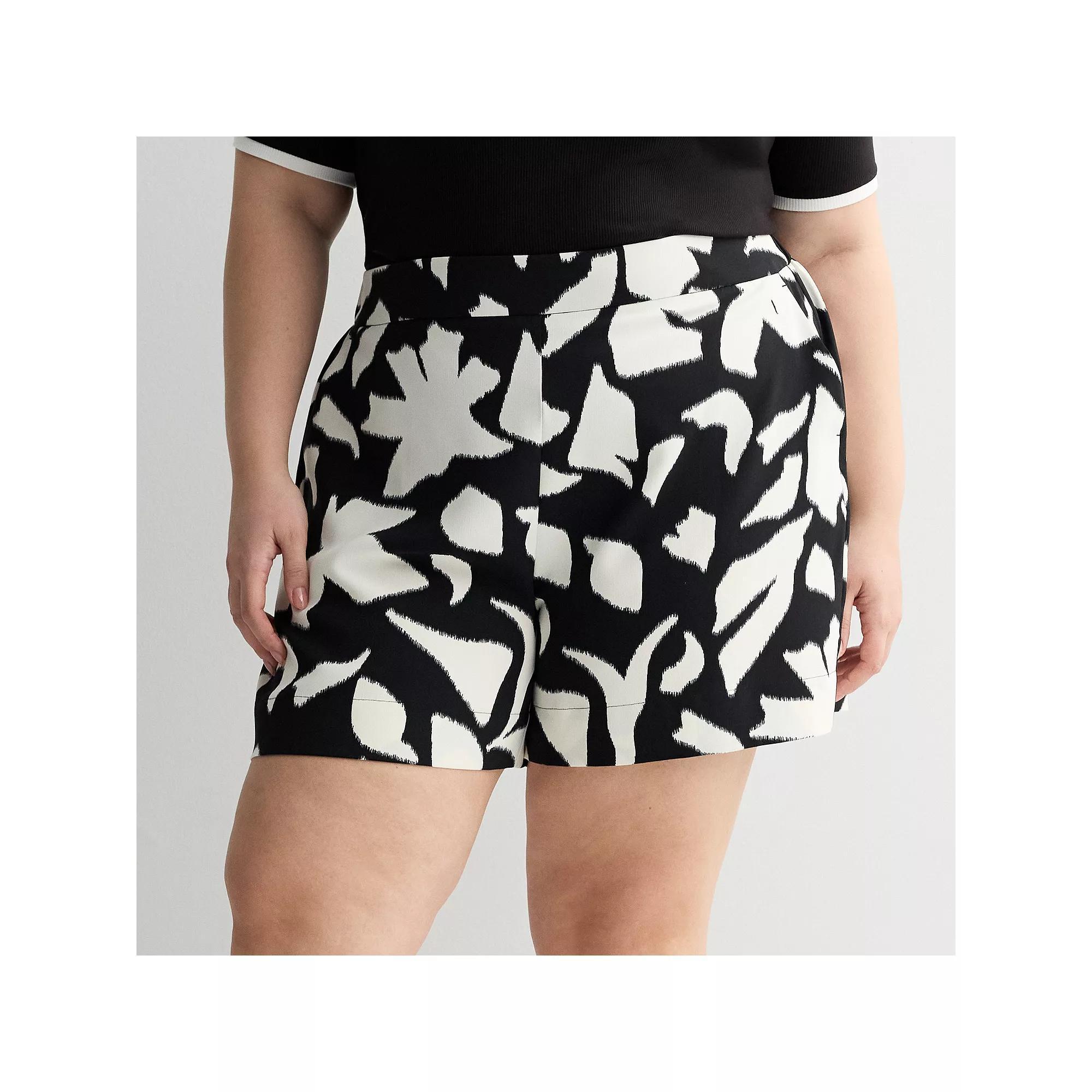 Plus Size Nine West Pull-On Easy Shorts, Women's, Size: 4XL, Black Eve Abstract Product Image