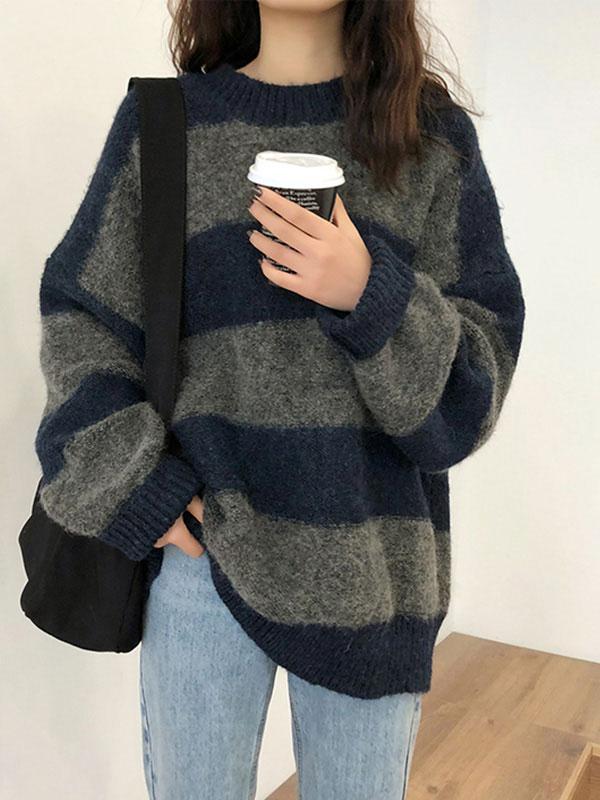 Oversized Stripe Pullover Sweater Product Image