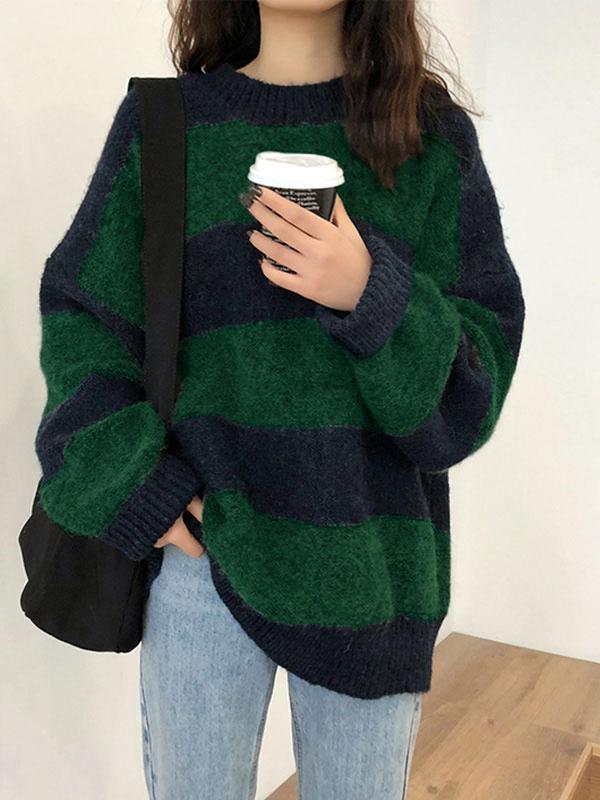 Oversized Stripe Pullover Sweater Product Image