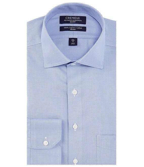 Cremieux Slim Fit Non-Iron Spread Collar Mitered Cuff Step Weave Twill Dress Shirt Product Image