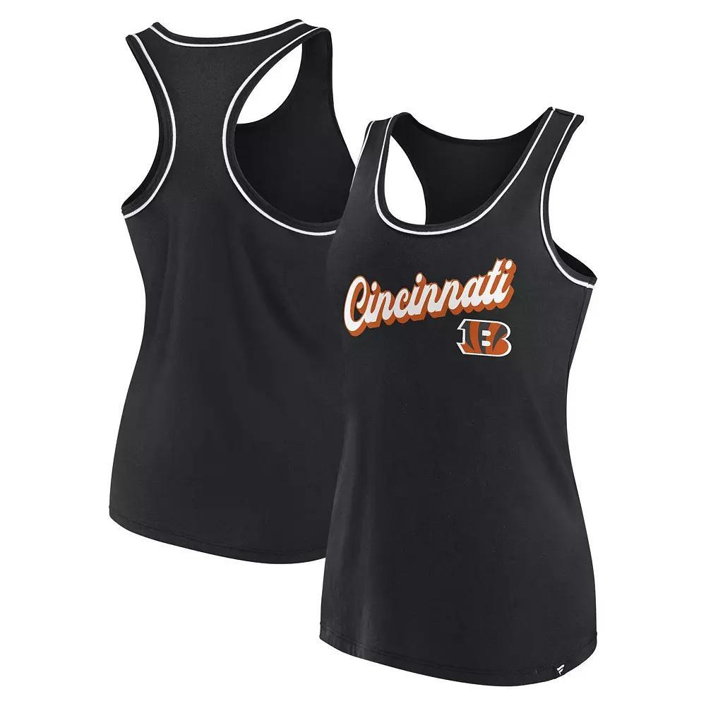 Women's Fanatics Branded Black Cincinnati Bengals Wordmark Logo Racerback Scoop Neck Tank Top, Size: XL Product Image