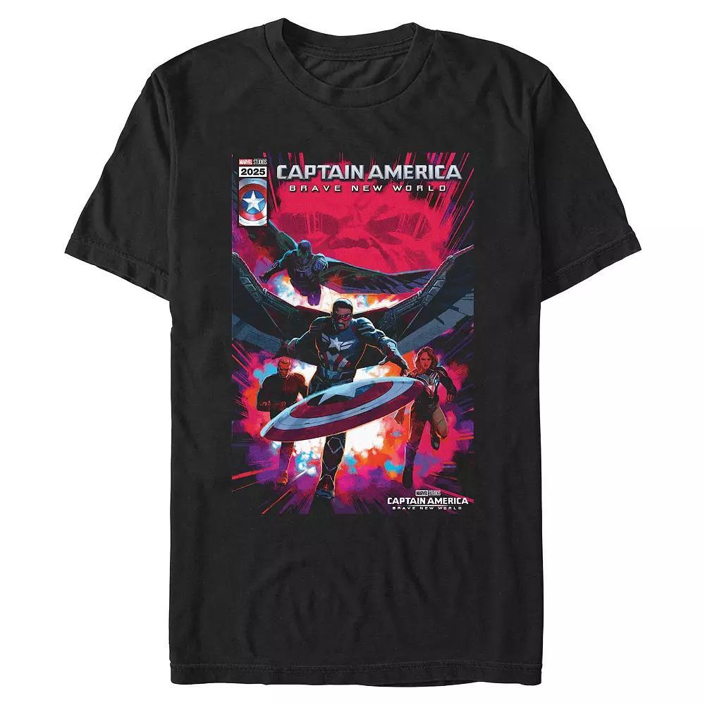Big & Tall Marvel Captain America Brave New World New Team Poster Graphic Tee, Men's, Size: 4XL, Black Product Image