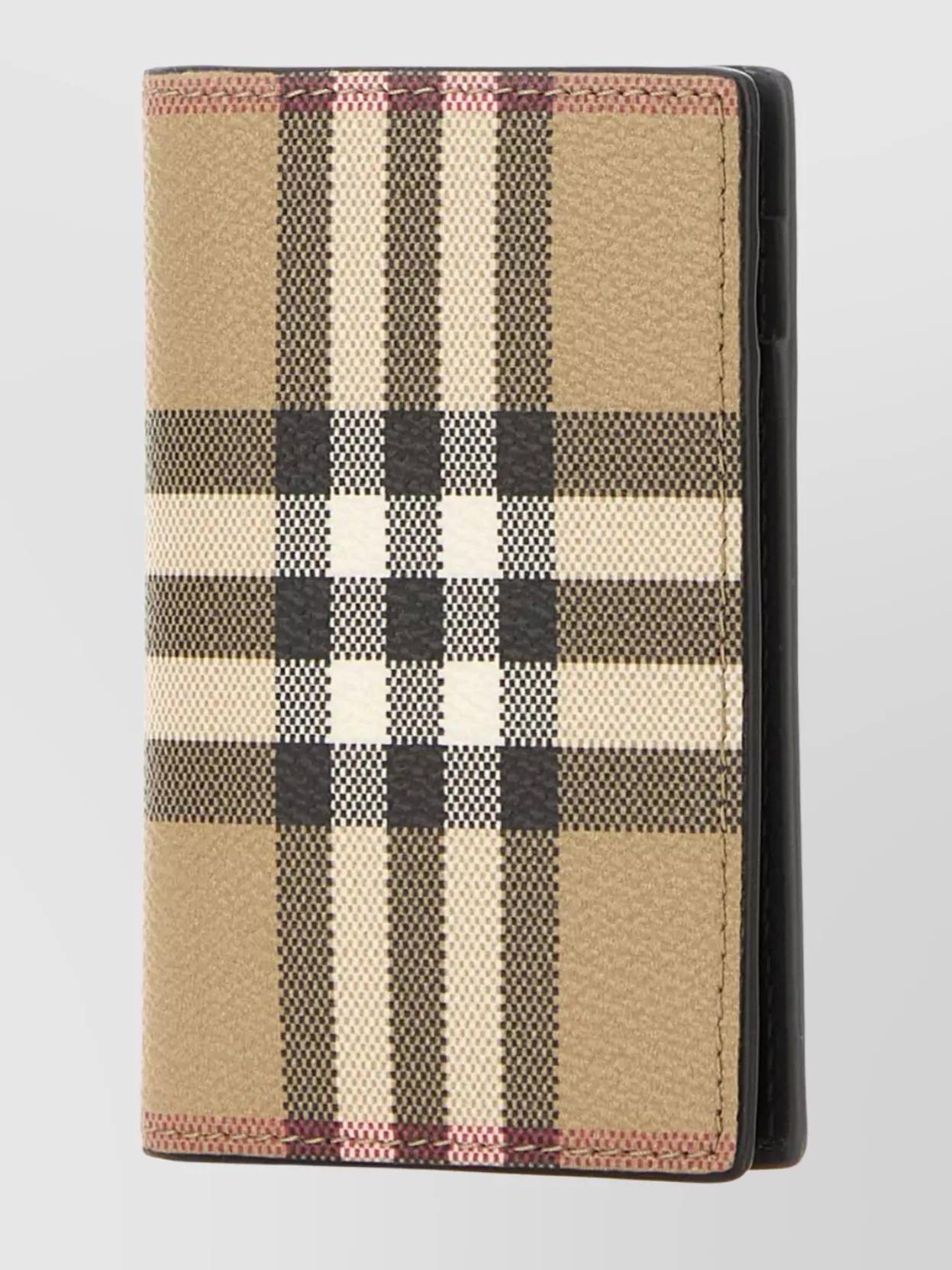 BURBERRY Check Pattern Canvas Card Holder Product Image