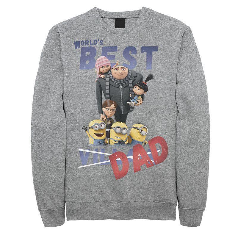 Men's Despicable Me Minions World's Best Dad Sweatshirt, Size: XXL, Athletic Grey Product Image