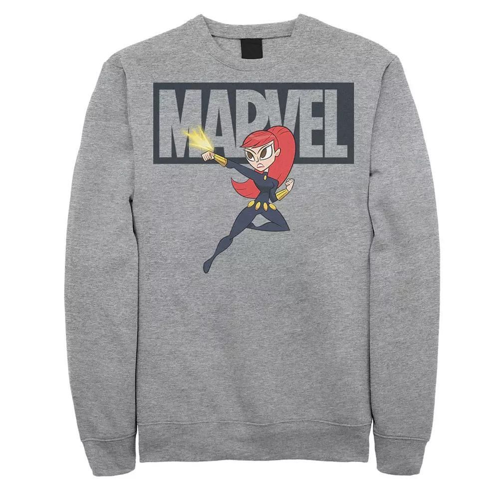 Men's Marvel Black Widow Chibi Action Pose Logo Outline Sweatshirt,  Product Image