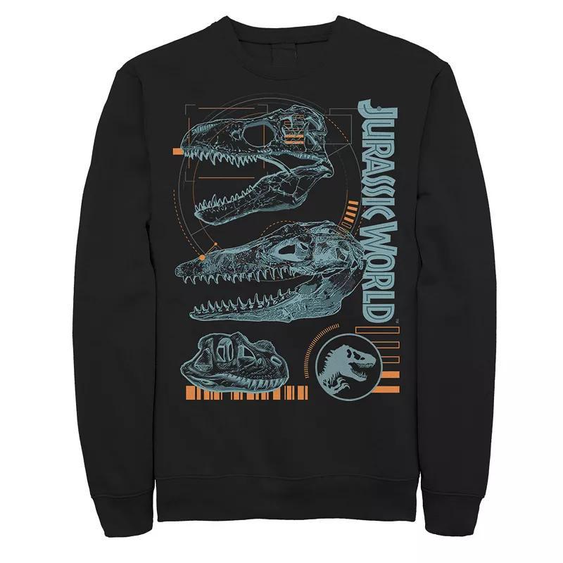 Men's Jurassic World Two Dinosaur Skull Schematic Fleece, Size: Large, Black Product Image