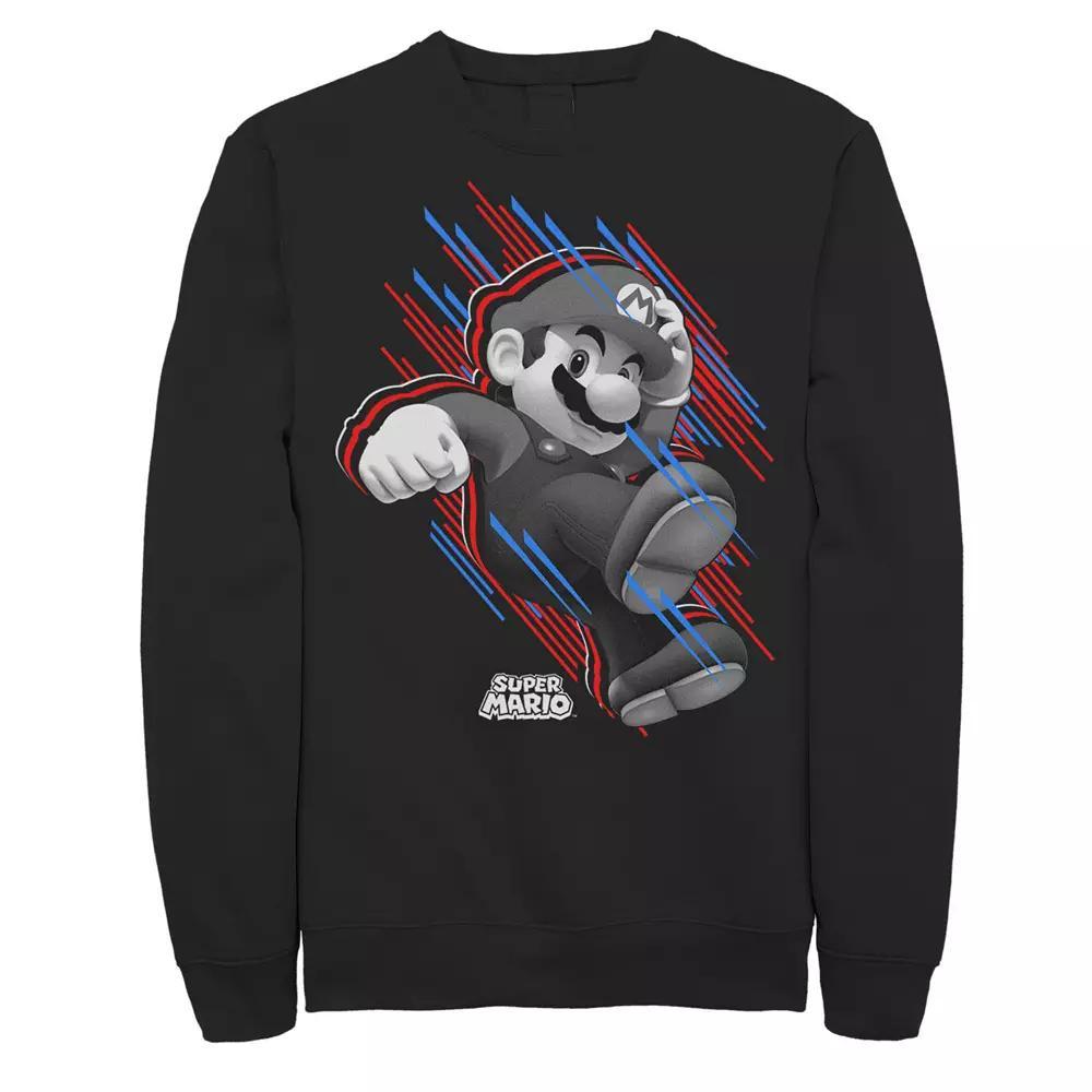Big & Tall Nintendo Super Mario Bros Fast Stripes Fleece Sweatshirt, Men's,  Product Image